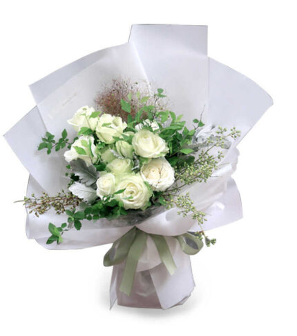 Bó hồng trắng 9 bông