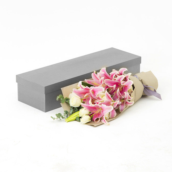 hộp hoa hồng + hoa ly