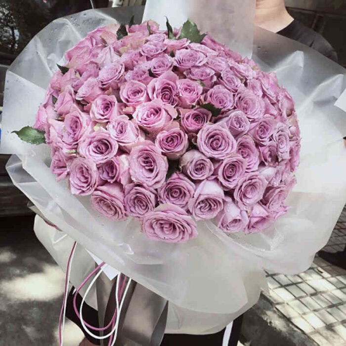 Bó hoa hồng tím 99 bông phong cách Hàn Quốc