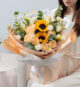 Bó hoa hướng dương và hoa hồng Champagne dành tặng sự kiện chúc mừng, tốt nhiệp, sinh nhật...
