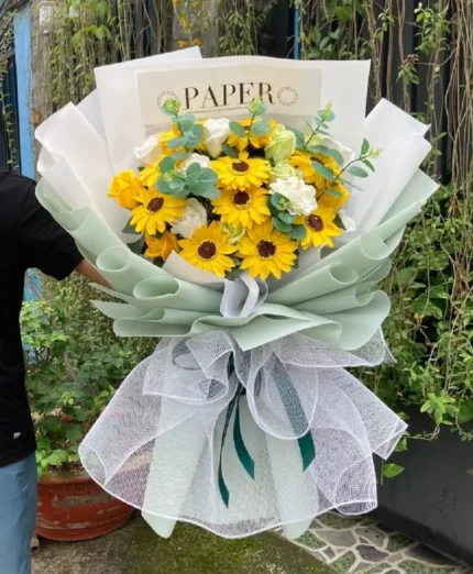bó hoa hướng dương sáp