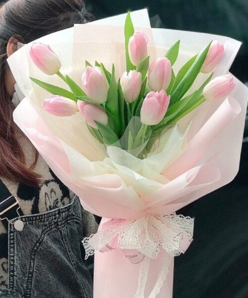 bó hoa tulip hồng