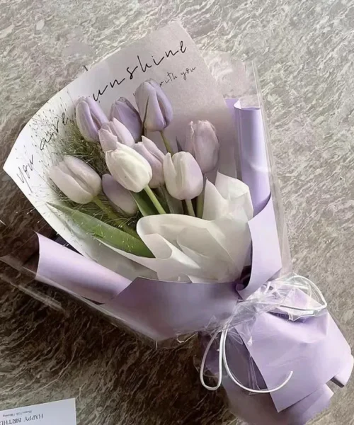 Bó hoa tulip tím tươi