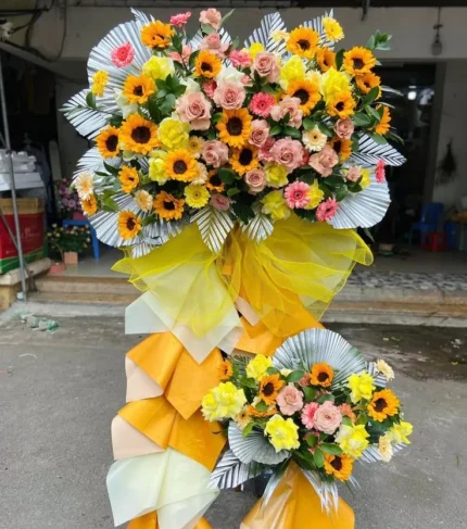 hoa khai trương quán cafe