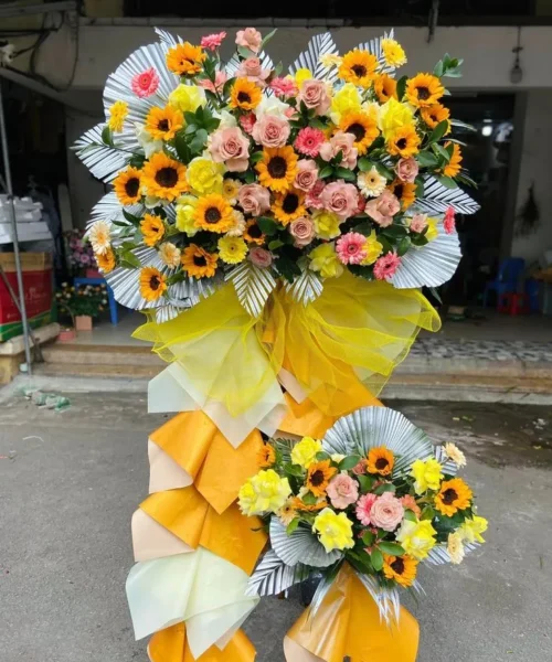 hoa khai trương quán cafe