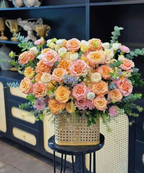 Lẵng hoa chúc mừng ngày 2010 đẹp sang trọng