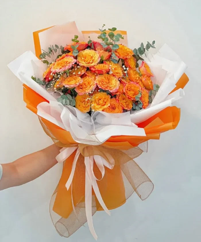 bó hoa tặng bạn gái mới quen - hoa hồng cam spirit